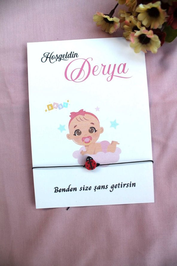 40 Adet Bebek Hediyelik Uğur Böcekli Şans Bilekliği - Mevlid Hediyesi - Baby Shower - 3