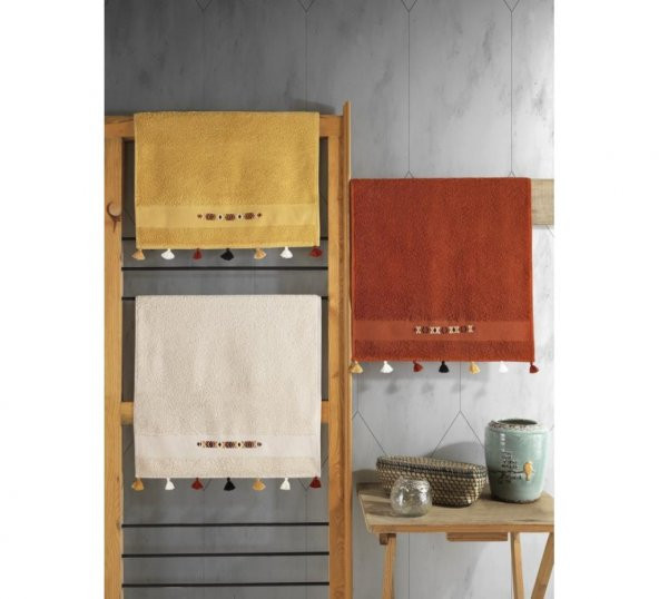 Cotton Box Fit V1 50x90 3lü Havlu Seti Mercan/Hardal/Bej
