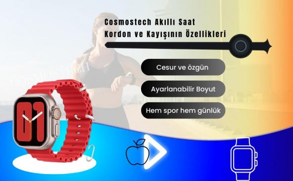 Cosmostech Akıllı Saat Watch için Uyumlu 42MM 44MM 45MM 49MM 1/2/3/4/5/6/se/7/8/ultra Akıllı Saat Silikon Kordon ve Kayışı Bordo - 4