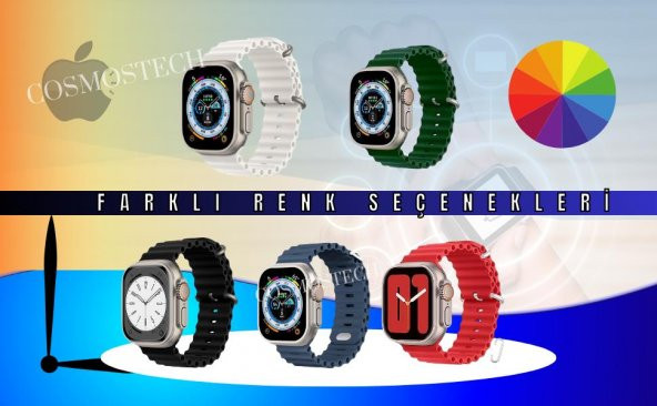 Cosmostech Akıllı Saat Watch için Uyumlu 42MM 44MM 45MM 49MM 1/2/3/4/5/6/se/7/8/ultra Akıllı Saat Silikon Kordon ve Kayışı Pembe - 7