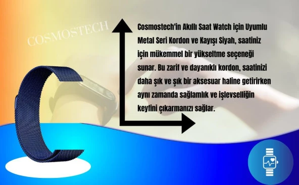 Cosmostech Akıllı Saat Watch için Uyumlu 42,44,45,49MM, 1/2/3/4/5/6/se/7/8/Ultra Metal Seri Kordon ve Kayışı Lacivert - Resim 7