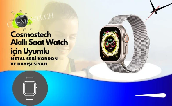 Cosmostech Akıllı Saat Watch için Uyumlu 42,44,45,49MM, 1/2/3/4/5/6/se/7/8/Ultra Metal Seri Kordon ve Kayışı Gümüş - 3