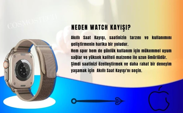 Cosmostech Akıllı Saat Watch için Uyumlu 42MM 44MM 45MM 49MM 1/2/3/4/5/6/se/7/8/ultra Hasır Kordon ve Kayışı Gri(Sarı) - 4