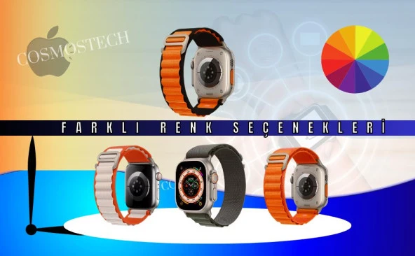 Cosmostech Akıllı Saat Watch için Uyumlu 42MM 44MM 45MM 49MM 1/2/3/4/5/6/se/7/8/ultra Çift Katman Kordon ve Kayışı Siyah(Turuncu) - 2