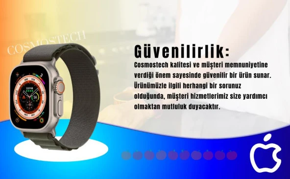 Cosmostech Akıllı Saat Watch için Uyumlu 42MM 44MM 45MM 49MM 1/2/3/4/5/6/se/7/8/ultra Çift Katman Kordon ve Kayışı Siyah(Turuncu) - 7