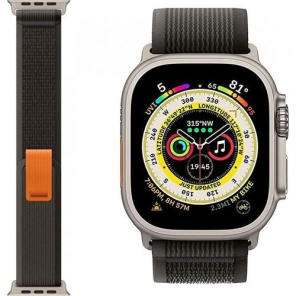 Cosmostech Akıllı Saat Watch için Uyumlu 42MM 44MM 45MM 49MM 1/2/3/4/5/6/se/7/8/ultra Hasır Kordon ve Kayışı Koyu Gri(Turuncu) - 2
