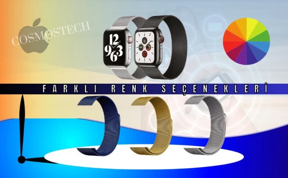 Cosmostech Akıllı Saat Watch için Uyumlu 42,44,45,49MM, 1/2/3/4/5/6/se/7/8/Ultra Metal Seri Kordon ve Kayışı Siyah - 5