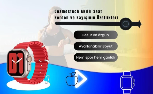 Cosmostech Akıllı Saat Watch için Uyumlu 42MM 44MM 45MM 49MM 1/2/3/4/5/6/se/7/8/ultra Akıllı Saat Silikon Kordon ve Kayışı Kırmızı - 5