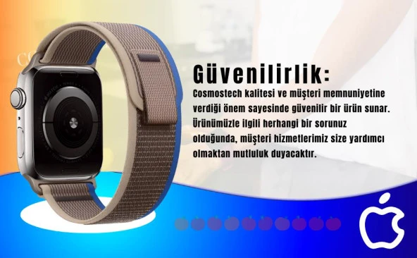 Cosmostech Akıllı Saat Watch için Uyumlu 42MM 44MM 45MM 49MM 1/2/3/4/5/6/se/7/8/ultra Hasır Kordon ve Kayışı Koyu Gri(Turuncu) - 3