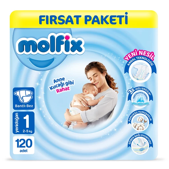 Molfix Bebek Bezi 1 Beden Yenidoğan Fırsat Paketi 120 Adet