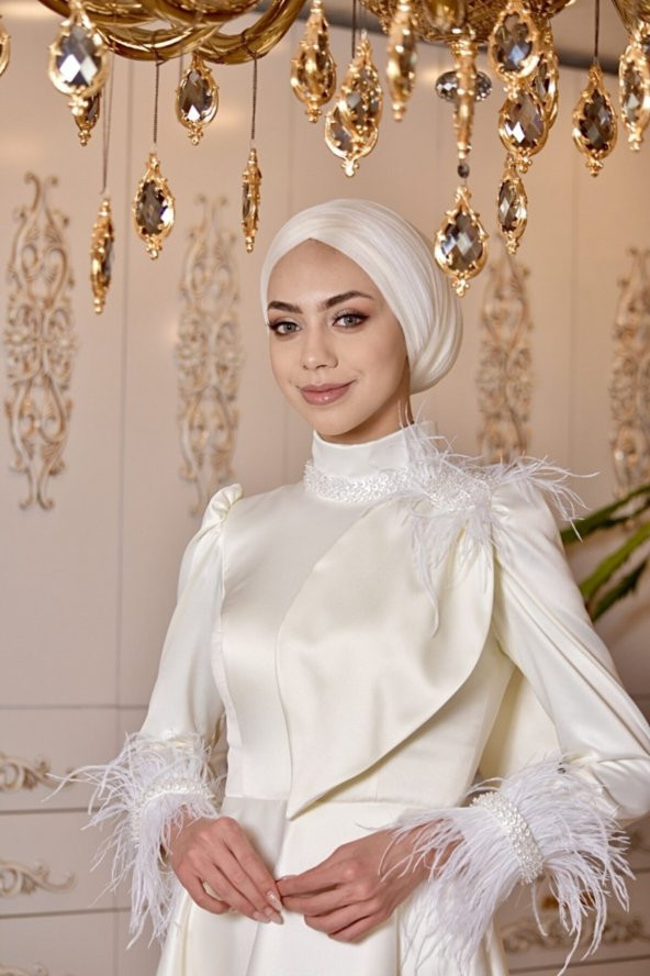 Peri Beyaz Abiye Elbise - 6