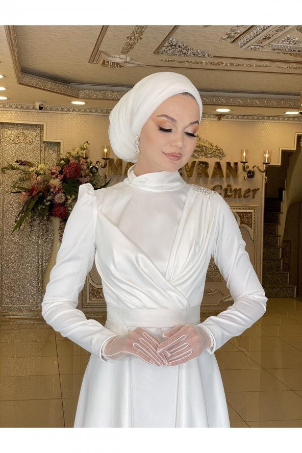 Peri Kızı Beyaz Abiye Elbise - 5