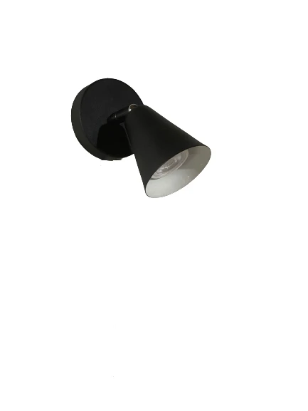 Rsylight Metal Mafsallı Siyah Spot 180 Derece Armatür  Aplik Beyaz Led Ampullü - 2