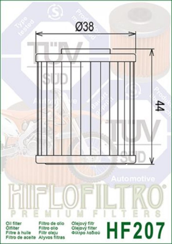 Hiflo Hf207 2013-2020 Kawasaki KX 250F Uyumlu Yağ Filtresi - 2