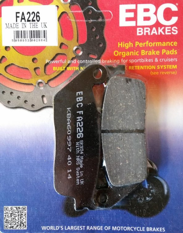 Ebc Fa226 2017-2023 Kawasaki Ninja 650 Uyumlu Ön Fren Balatası Organik Balata
