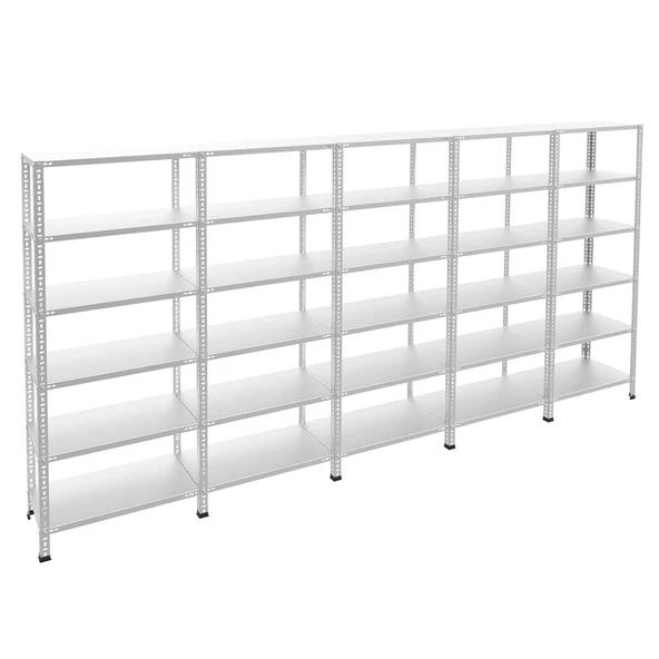 6 Katlı 5'li Galvaniz Çelik Raf - Depo, Arşiv, Kiler, Dosya, Market Rafı  43x93 cm 300 cm 0.70 mm - Resim 3