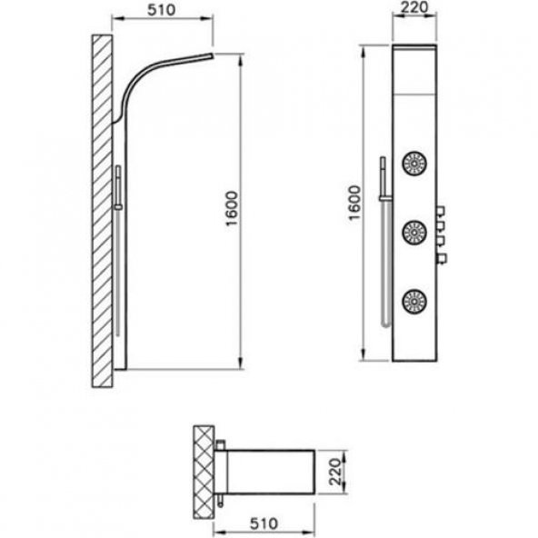 Vitra MDS-06 Masajlı Duş Sistemi - 160x22 - Krom - 2