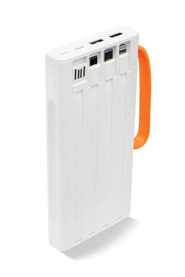 Powerway 10.000 Mah Pd 22.5W Dahili Kablolu Hızlı Şarj Gerçek 10.000 Mah QC10 Beyaz Powerbank - 3