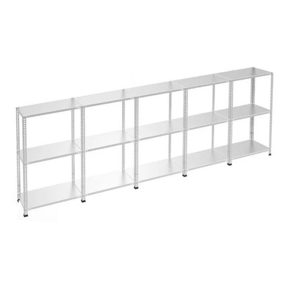 3 Katlı 5'li Galvaniz Çelik Raf - Depo, Arşiv, Kiler, Dosya, Market Rafı  43x60 cm 50 cm 1.00 mm - 2
