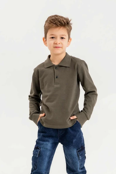 Gömlek Yaka Erkek Çocuk Sweatshirt - Resim 8