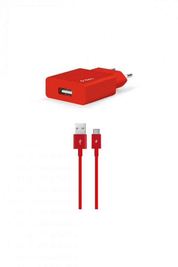 Ttec 2SCS20CK SmartCharger 2.1A Seyahat Şarj Aleti + USB-A - USB-C Kablo Kırmızı