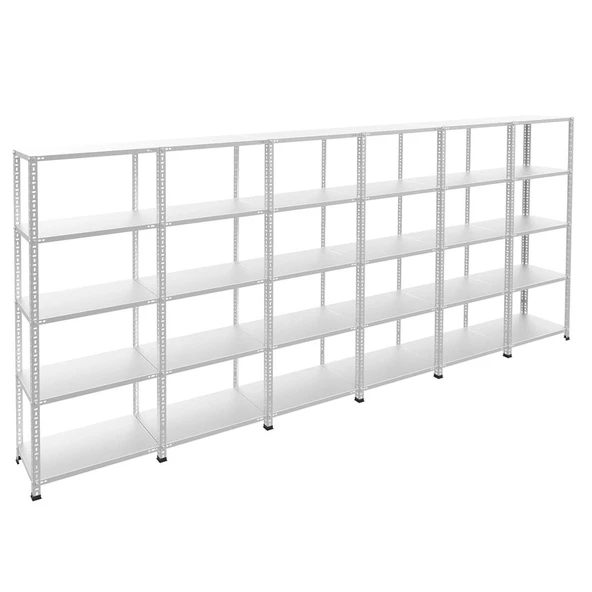5 Katlı 6'lı Galvaniz Çelik Raf - Depo, Arşiv, Kiler, Dosya, Market Rafı  31x60 cm 100 cm 1.00 mm - 2