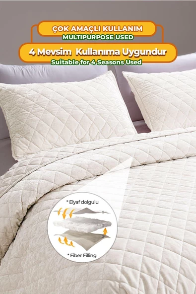 Kapitone Kadife Yatak Örtüsü Seti Tek Kişilik Supersoft 2 Parça Yumuşak Elyaf Dolgulu Çeyizlik - 6