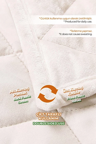 Kapitone Kadife Yatak Örtüsü Seti Tek Kişilik Supersoft 2 Parça Yumuşak Elyaf Dolgulu Çeyizlik - 2