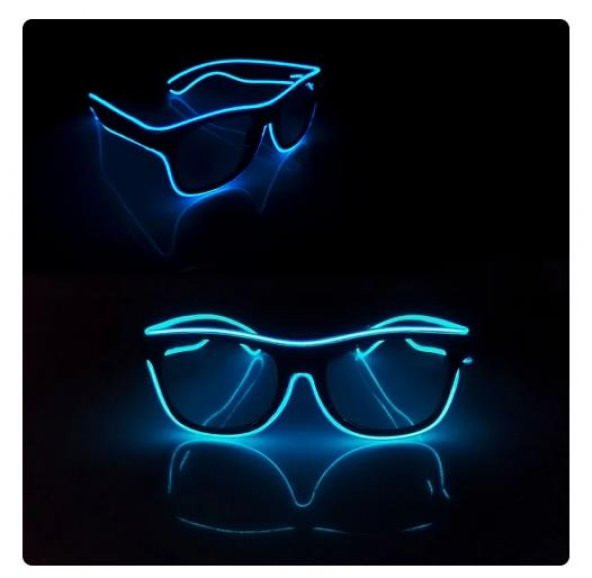Mavi Led Parti Gözlüğü Led Işıklı Pilli Yılbaşı Düğün Eğlence UV400 neon parti gözlüğü HJ-LPG-01 - 2
