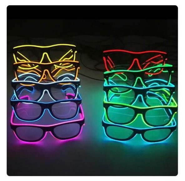 Mor Led Parti Gözlüğü Led Işıklı Pilli Yılbaşı Düğün Eğlence UV400 neon parti gözlüğü HJ-LPG-01 - 2
