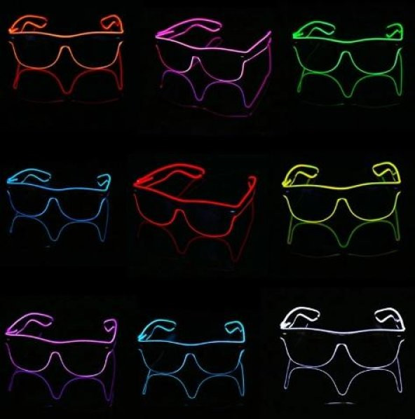 Sarı Led Parti Gözlüğü Led Işıklı Pilli Yılbaşı Düğün Eğlence UV400 neon parti gözlüğü HJ-LPG-01 - 4