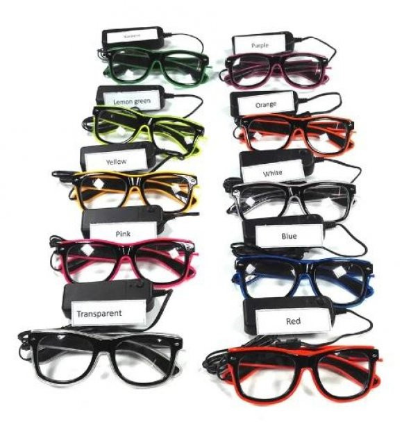 Lila Led Parti Gözlüğü Led Işıklı Pilli Yılbaşı Düğün Eğlence UV400 neon parti gözlüğü HJ-LPG-01 - 4