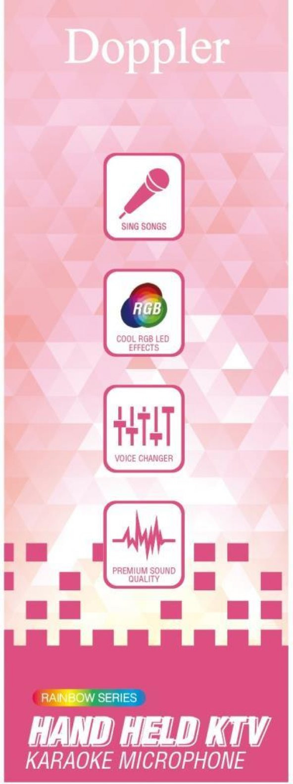 Doppler Rainbow Pembe Karaoke Mikrofonu Ledli Ses Değiştirme Özellikli Işıklı Yeni - 4