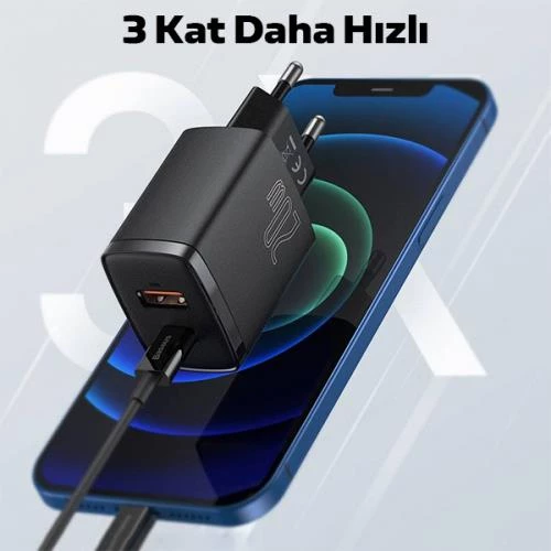 Baseus Super Şarj 20W USB ve Type-c Girişli İphone Şarj Aleti İphone 15 15 Pro MAX Şarj Başlık QC3.0 - 2