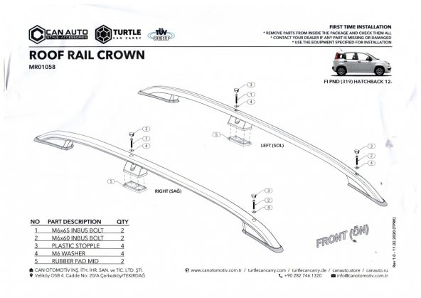 PANDA PORTBAGAJ TAVAN ÇİTASI 2012 2013 2014 2015 2016 2017 2018 2019 2020 2021 2022 - Resim 3