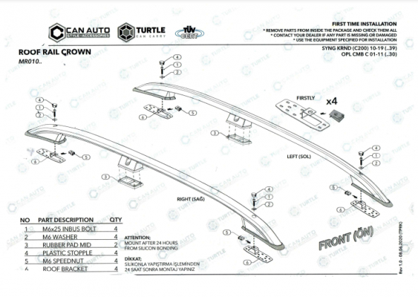 COMBO C TAVAN ÇİTASI PORTBAGAJ 2001 2002 2003 2004 2005 2006 2007 2008 2009 2010 2011 - Resim 6