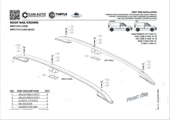 DOBLO MAXİ TAVAN ÇİTASI PORTBAGAJ 2010 2011 2012 2013 2014 2015 2016 2017 2018 2019 2020 2021 2022 - Resim 6