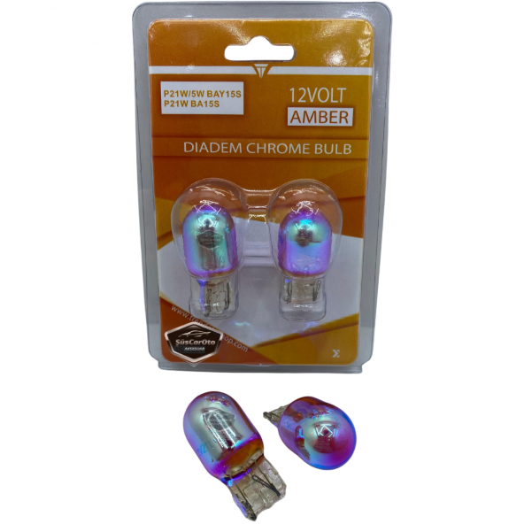 Diadem Ampul Krom Amber Park Sinyal Ampulü Gündüz Farı T20 WY21/5W 12V Turuncu Işık Colormatik 2li Takım - 2