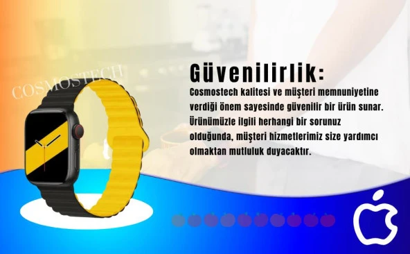 Cosmostech Akıllı Saat Watch için Uyumlu 42MM 44MM 45MM 49MM 1/2/3/4/5/6/se/7/8/ultra Magnetli Kordon ve Kayışı Açık Lacivert - 3