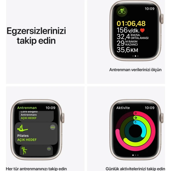 Apple Watch Seri 7 Gps, 45MM Beyaz Alüminyum Kasa Kordonsuz MKN63TU/A - 4