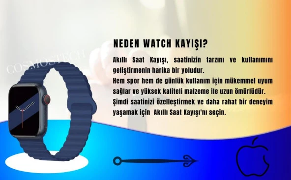 Cosmostech Akıllı Saat Watch için Uyumlu 42MM 44MM 45MM 49MM 1/2/3/4/5/6/se/7/8/ultra Magnetli Kordon ve Kayışıı Gri(Turuncu) - 5