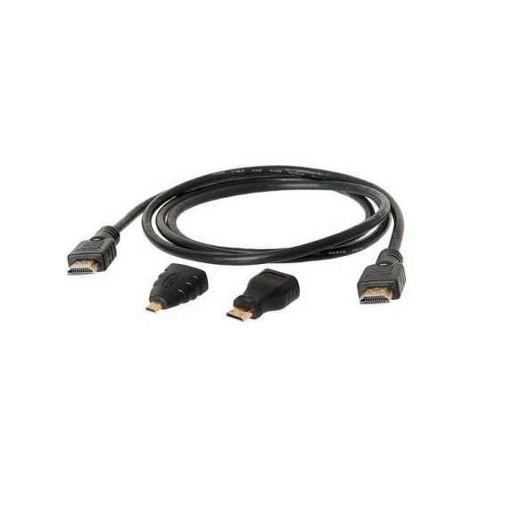 1.5 m 1.4V Hdmi Kablo + Mini Micro Uç 3in1 Çevirici Dönüştürücü Adaptör Kablosu - Resim 2