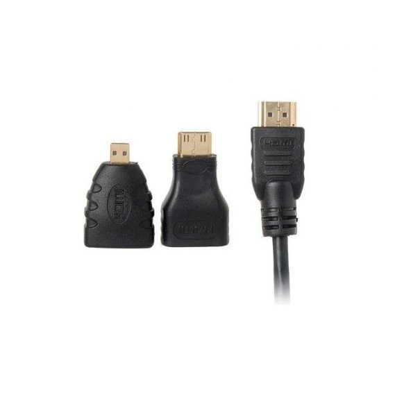 1.5 m 1.4V Hdmi Kablo + Mini Micro Uç 3in1 Çevirici Dönüştürücü Adaptör Kablosu - Resim 3