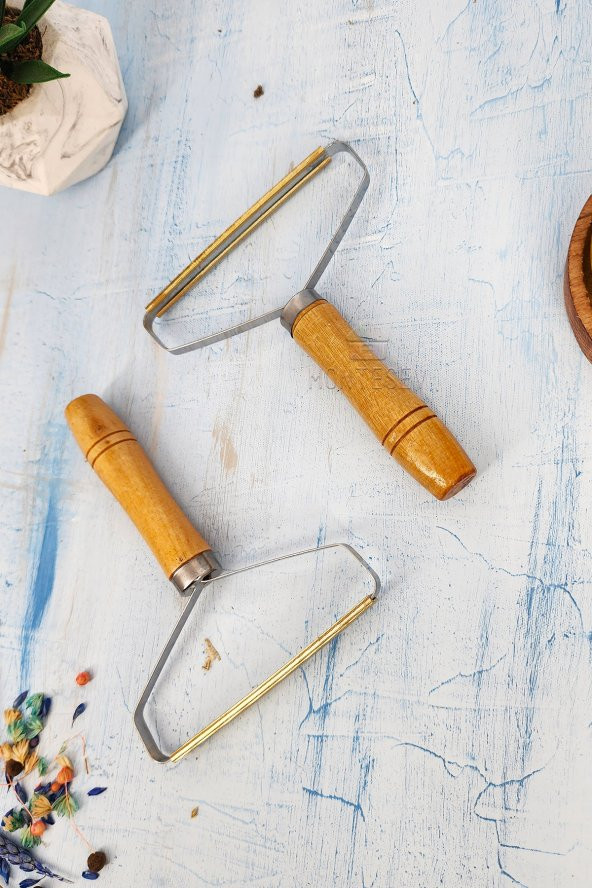 2 Adet Elbise Tiftik Ve Tüy Toplama Aleti Ahşap Saplı Demir Kedi Köpek Kazak Hırka Halı Kumaş - 2