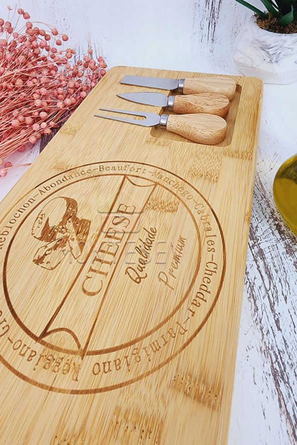 Bambu 4 Parça Kahvaltı Peynir Servis Sunum Tabağı Tahtası Kahvaltı Sunum Tahtası - 3
