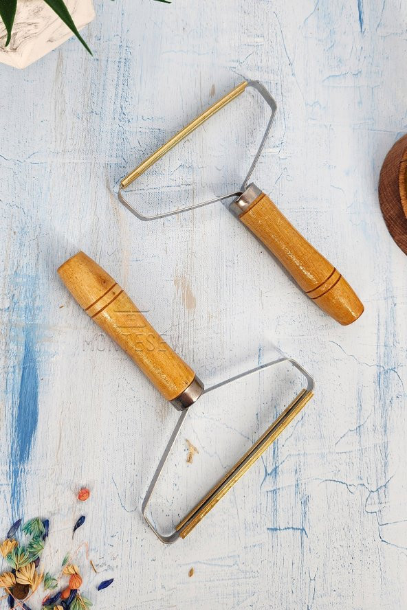 2 Adet Elbise Tiftik Ve Tüy Toplama Aleti Ahşap Saplı Demir Kedi Köpek Kazak Hırka Halı Kumaş - 3