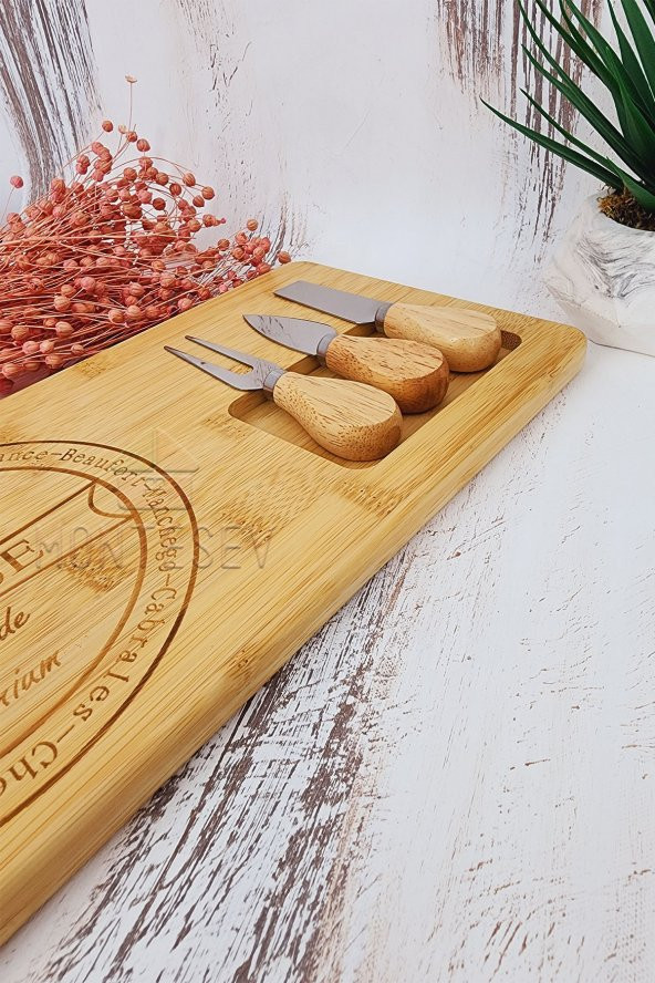 Bambu 4 Parça Kahvaltı Peynir Servis Sunum Tabağı Tahtası Kahvaltı Sunum Tahtası - 4