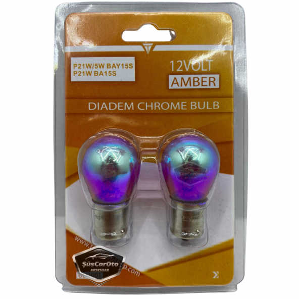 Diadem Ampul Krom Amber Tek Duy Park Ampulü 1141 12V 21W 93 Turuncu Işık P21W Düz Tırnak 2li Takım