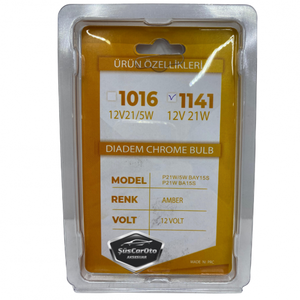 Diadem Ampul Krom Amber Tek Duy Park Ampulü 1141 12V 21W 93 Turuncu Işık P21W Düz Tırnak 2li Takım - 6