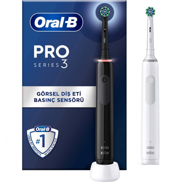 Oral-B Pro 3 3900 Siyah Beyaz 2'li Şarj Edilebilir Diş Fırçası Seti